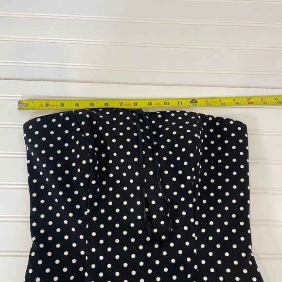 A. J. BARI Vintage Black White Polka Dot Strapless Dress Tiered Size 8 - Picture 5 of 6